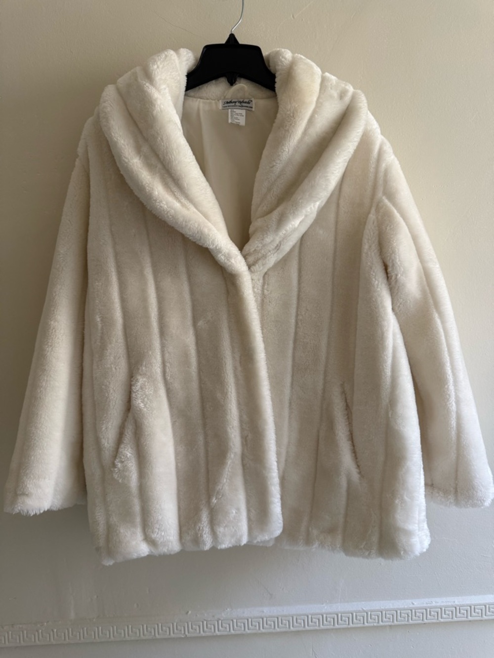 Anthony Richards Cream Plush Faux Fur Hooded Jacket